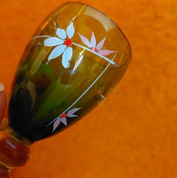 Vintage* 70s Set of 5 Clear Green Short Stem Liqueur/After-dinner Glasses - Picture 6 of 16